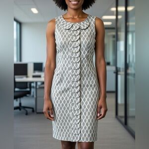 Leifsdottir Anthropologie 100% silk dress in ivory and black/gray, size 8